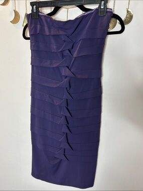 Nicole Miller Strapless Layered Purple Sheath Dress